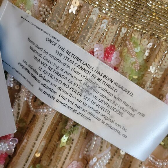 14 MAC DUGGAL FLORAL NEUTRAL TAN BEADED TEA LENGTH Stunning DRESS 5415 NWT - Picture 8 of 13